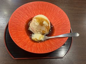 Great soy-based ice creamm  at Komaki Shokudo in Tokyo
