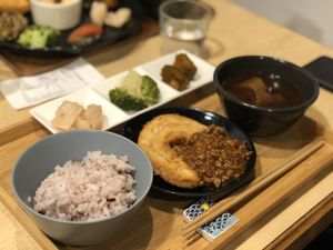 Breaded & fried "fu” set  at Komaki Shokudo in Tokyo