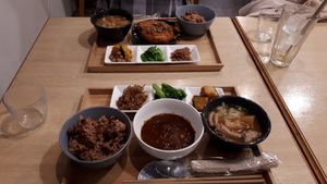 Dishes at Komaki Shokudo in Tokyo