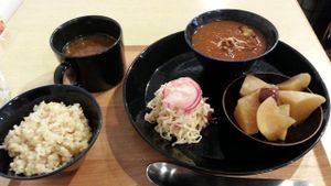 Curry, Pickled daikon & Anise flavoured cooked daikon ♥ (with rice and miso soup of course) at Komaki Shokudo in Tokyo