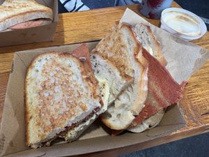 Tofu egg and bacon toastie   at Bean Brewed - Pop Up in Melbourne
