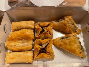 Vegan baklava options atm (2 of each one)  at Taqsim Patisserie in Cologne