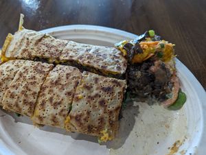 Royal Veggie Crepe with vegan cheese at Crepes Bistro in Santa Clara