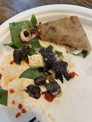 Raw tofu and squishy mushrooms   at Crepes Bistro in Santa Clara