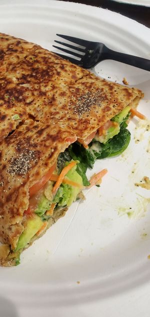 Avocado crepe - cross section at Crepes Bistro in Santa Clara