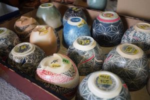 Beautiful pottery on sale at Kofudo in Yamaguchi