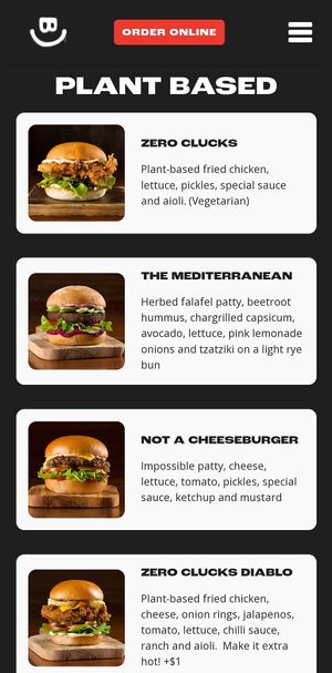 Plant based Burger options at Burger Urge in Rockhampton