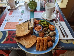 Big vegan breakfast - with extra sausage as they taste amazing!! at Lounges - Portivo Lounge in Gloucester