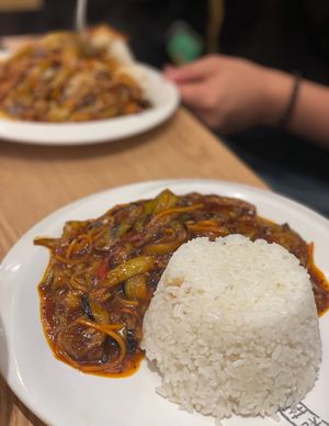 Egg plant rice. Yummy  at Songhwasansi Dosakmyeon - 송화산시 도삭면 in Seoul