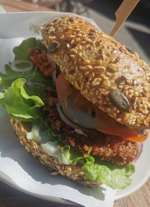 Mushroom sandwich at Piccola Cafe in Ljubljana