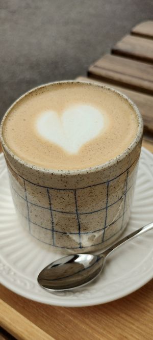 Kava z ovsenim napitkom. at Piccola Cafe in Ljubljana