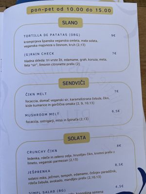 Food menu 4/4  at Piccola Cafe in Ljubljana