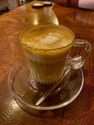 Golden latte   at Piccola Cafe in Ljubljana