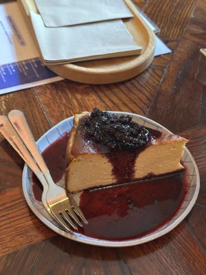 Cheesecake with blueberries  at Piccola Cafe in Ljubljana