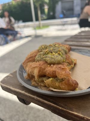 Pistachio croissant  at Piccola Cafe in Ljubljana