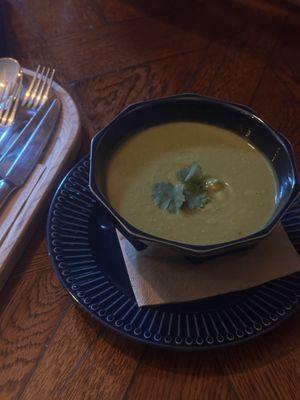 Pea soup  at Piccola Cafe in Ljubljana