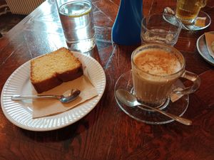 Orange cake, so yummy! 🍊 at Piccola Cafe in Ljubljana