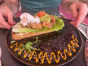 Vegan toast with pouched egg at Kalma Cafe - Avenida las Playas in Lanzarote