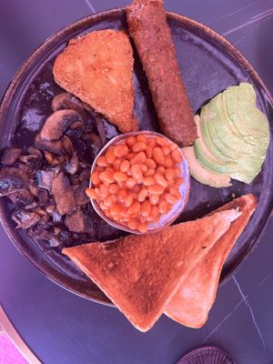 English breakfast swopped egg to avocado to make it vegan at Kalma Cafe - Avenida las Playas in Lanzarote