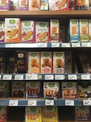 Moulins du pivert (most are vegan) at Le Retour a la Terre Rive Droite in Paris