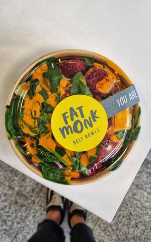 Bowl also to go (pictured red falafel) at Fat Monk - Wien VIO Plaza in Vienna