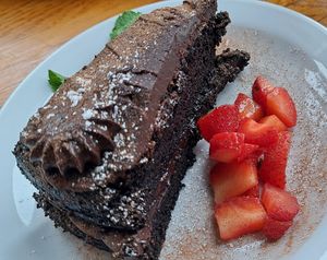 Chocolate fudge cake at Sano in Glasgow