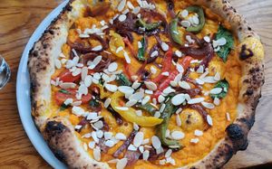 Pizza with butternut squash Base sauce at Sano in Glasgow