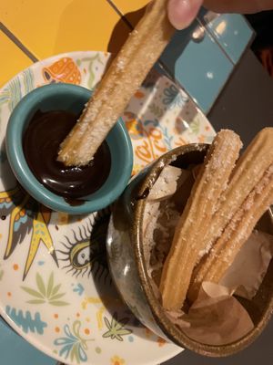 Churros vegan but not the chocolate sauce!  at Enchilada in Cologne