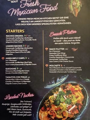 Menu starters  at Enchilada in Cologne