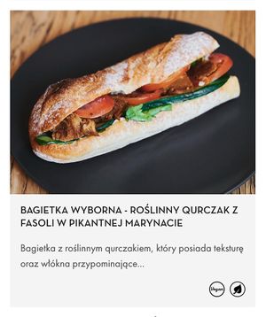 Baguette sandwich with vegan chicken   at Green Caffè Nero in Krakow