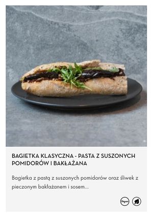 Baguette sandwich with dried tomatoes and eggplant   at Green Caffè Nero in Krakow