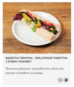 Baguette sandwich with grilled vegetables   at Green Caffè Nero in Krakow