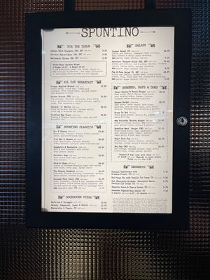 Menu  at LHR - Spuntino - T3 in West London