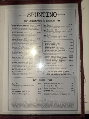 Menu at LHR - Spuntino - T3 in West London