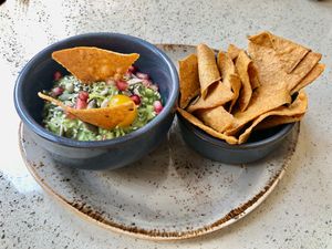 Guac and chips at Le Noir Café & Kitchen in Abu Dhabi