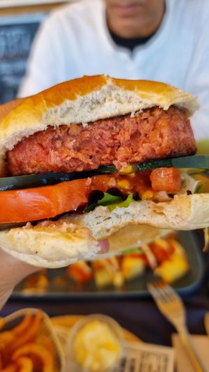 Hamburguesa!!! at La Sonrisa Beach Club in Isla Canela