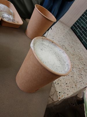 Black sesame latte at Onisuko  in Paris