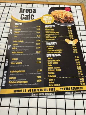 Different options  at Arepa Cafe in Lima