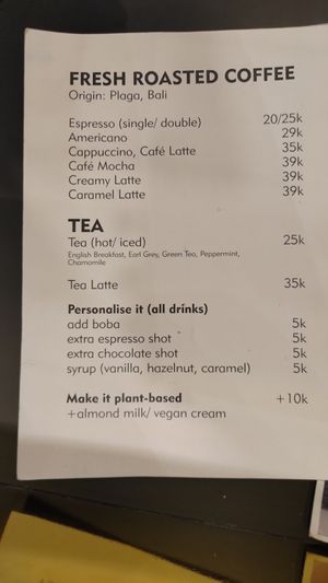 Drinks menu at Junglegold Bali - Sanur in Sanur