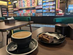 Mocha and a chocolate cream brownie at Junglegold Bali - Sanur in Sanur