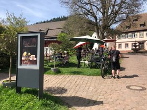One part of the terrace. at Cafe im Kloster in Calw