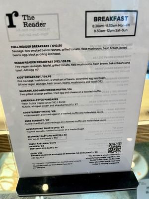 Breakfast menu  #Veganuary at The Reader Cafe in Liverpool