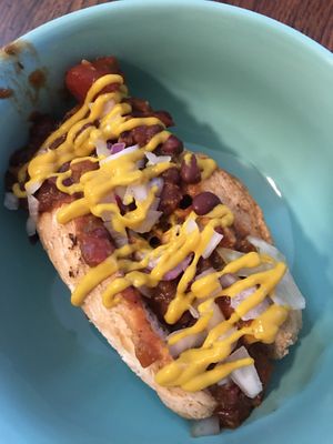 Chili cheese dog at Shimmy Shack in Plymouth