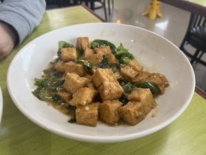 Wok tossed tofu with garlic sauce  at Bistro B in Dallas