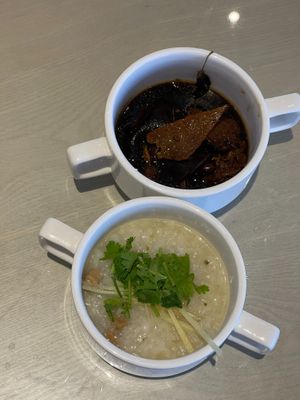 Congee and mock pork trotters at Lotus at Berjaya 莲心 in Kuala Lumpur