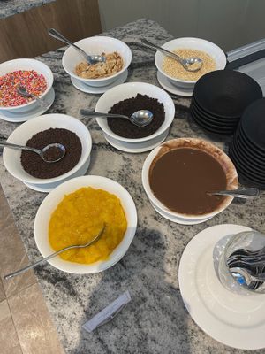 toppings for ice cream, most probably not vegan. pls check with staff at Lotus at Berjaya 莲心 in Kuala Lumpur