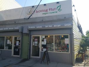 outside at Loving Hut in Brooklyn