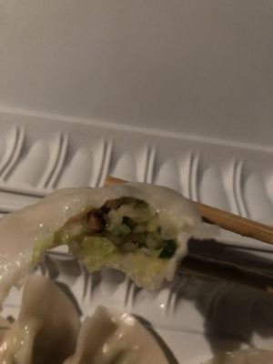 
Happy dumpling (steamed)   at Loving Hut in Brooklyn