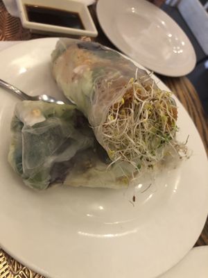 Alfalfa rice rolls   at Loving Hut in Brooklyn