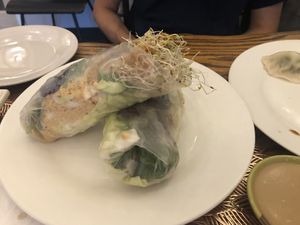 Alfalfa rice rolls   at Loving Hut in Brooklyn